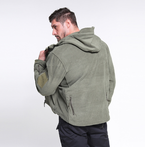 HBJ04 Men Sports and OD Green Fleece <b>Jacket</b> Coat Warm Thermal with Hoodie - Product Image 2