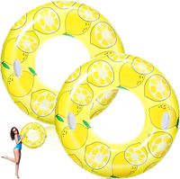 Bouée gonflable à imprimé citron avec poignées pour adultes, pour la plage, la piscine et les loisirs aquatiques estivaux