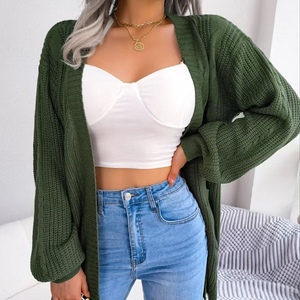 Cárdigan de moda Otoño Invierno para mujer al por mayor, nuevo diseño personalizado, jerséis de manga larga con botones, corte holgado, Material de Cachemira sólido - Product Image 3