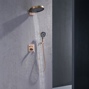 Accessoires de mitigeur de douche encastré en laiton, système de douche rond dissimulé 3 voies, finition or rose brossé - Product Image 4