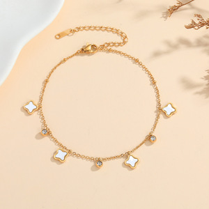 Bracelet de cheville papillon en acier inoxydable inaltérable, avec zircone cubique, réglable, vente en gros, cadeau bijou - Product Image 4