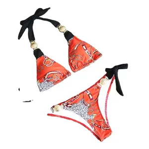 Sexy Metallaccessoires für Split stilvoll modisch Bikini-Schwimmsets