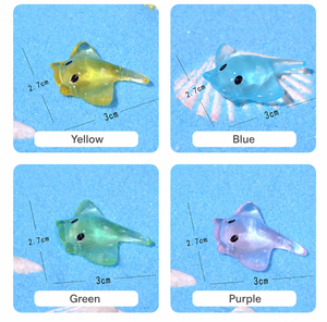 Figurines miniatures de raies transparentes colorées, décorations mignonnes d'animaux marins en résine pour l'artisanat DIY et l'aménagement d'aquariums - Product Image 6