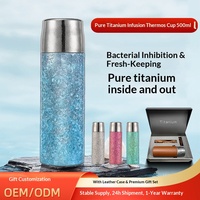 Thermos en titane pur à isolation sous vide avec infuseur à thé, double paroi, portable, pour infusion de thé blanc vieilli, tasse à eau pour la santé