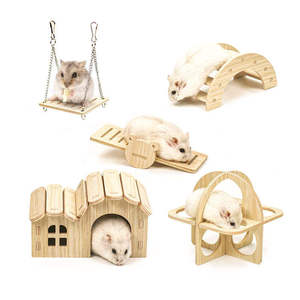 Qbellpet Vente en gros Offre Spéciale Bois Usine Personnalisé Couleur Bois Massif <span class=keywords><strong>Hamster</strong></span> Maison En Bois Maison Pour Animaux De Compagnie Coupe-Vent Cachette Cage - Product Image 1