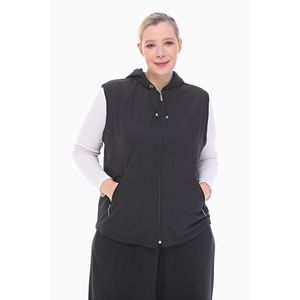 Gilet en polaire noir à capuche Vetre pour femme, fermeture éclair, 75 cm, tailles 36-60, résistant à l'eau, fabriqué en Turquie - Product Image 1