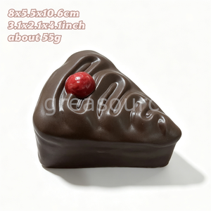 Gâteau au chocolat en tranches de 4,1 pouces, fausse cerise et fraise, accessoire de présentation de dessert, décoration alimentaire, artisanat DIY, alimentation artificielle à rebond lent - Product Image 6