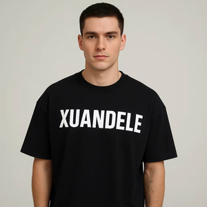 T-shirt uni 100 % coton de haute qualité pour homme, coupe ample, épaules tombantes, streetwear épais, t-shirts personnalisés surdimensionnés avec lettres pour homme - Product Image 2