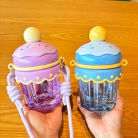 Bouteille Isotherme Portable pour Enfants en PC, Motif Gâteau Dessin Animé, Anti-fuite, Isolation Thermique 0-6 Heures, Sans BPA, Écologique, pour l'Extérieur
