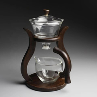 Théière créative en verre borosilicate de haute qualité avec couvercle rotatif magnétique, soufflée à la main, 300 ml, pour café et thé
