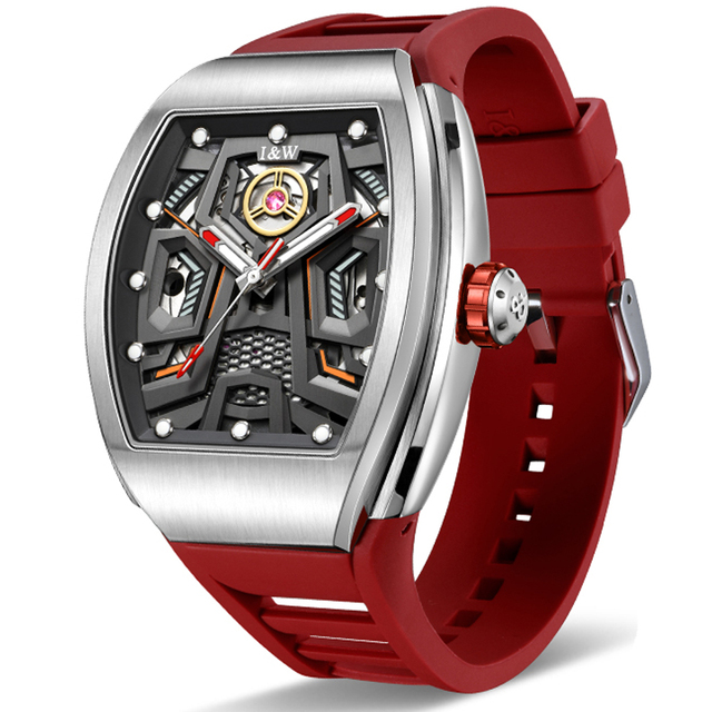 IW Brand Luxury Men's Watch Automatic Mechanical Luminous Waterproof High Quality Rubber Belt Power Reserve Feature Reloj Hombre