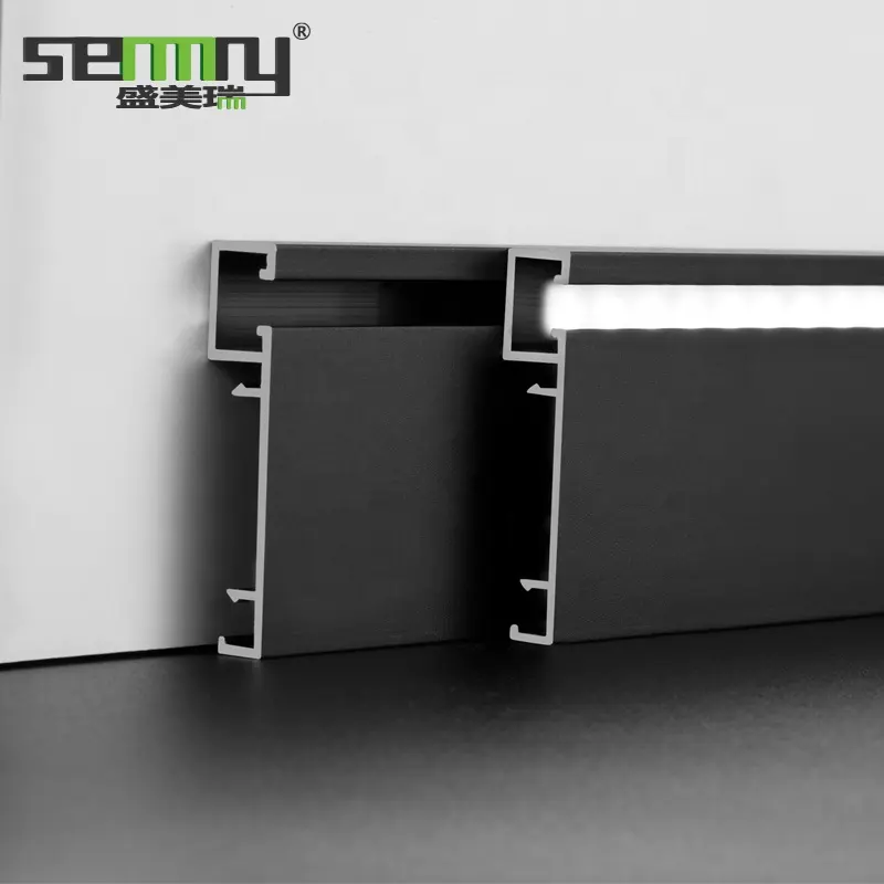 Modern Aluminium Tile led light Baseboard Skirting Board in stock free sample Decorative Metal Wall Trim