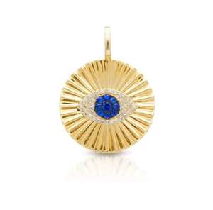 Bijoux fantaisie en or 18 carats, argent sterling 925, diamant CZ, saphir bleu, charme rayons d'œil - Product Image 3