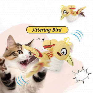 Nouvel Arrivage : Jouet Interactif en Peluche pour Chat, Oiseau Vibrant avec Ailes Battantes et Queue à Plumes, Stimule l'Instinct de Chasse, Jouet de Teaser pour Chat - Product Image 2
