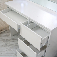 Coiffeuse avec 4 tiroirs surdimensionnés, miroir de vanité et miroir de bureau, ensemble table console et miroir
