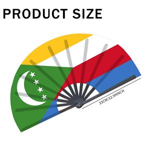 Drapeau des Comores ventilateur de poche 33cm île de l'océan <span class=keywords><strong>Indien</strong></span> caractéristiques portable réglable thème culturel article décoratif - Product Image 2
