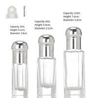 Ventes d'usine – Nouveaux flacons roll-on octogonaux en verre transparent de 3 ml, 6 ml, 12 ml pour huiles essentielles et attar, avec capuchon brillant