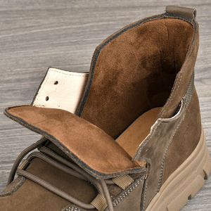 Martin Boot Ankle Height <b>Round</b> <b>Toe</b> Flat <b>Heel</b> Cushioned Lace Up Solid Color Work Boot Men Women Fashion Style - Product Image 4