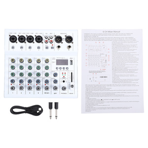 Mixer Audio Portatile a 6 Canali con Lettore MP3 BT, Alimentazione Phantom 48V, Amplificatore per Chitarra Integrato, Console Mixer per Studio - Product Image 1