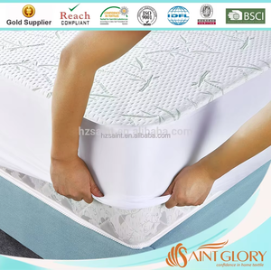Protège-matelas imperméable en bambou jacquard blanc respirant et durable, couvre-matelas rafraîchissant - Product Image 2