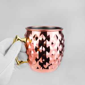 Mug Moscow Mule personnalisé à texture diamantée 550 ml en acier inoxydable SS304 pour bière et cocktails, vaisselle de bar, vente en gros, logo OEM - Product Image 3