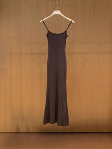 モーダルスパンデックス レディース マキシドレス 超滑らか 控えめ/キュート/セクシー パーティースタイル エンパイア ソリッド ナイス スリムフィット 調節可能なストラップ - Product Image 6