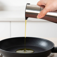 Distributeur d'huile en verre de 320 ml avec bec verseur en acier inoxydable, bouteille rechargeable pour huile de cuisson, vinaigre, sauce soja, récipient à condiments de cuisine