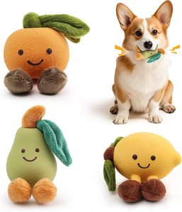 Squeaky Plush Dog Toy Indoor Play Cute Orange Shape Chew Toy para perros pequeños - Product Image 1