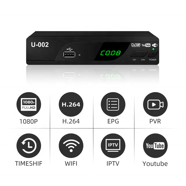 Hot Selling Free Customize H.265 Hevc DVB Digital T2 Set-top Box hd 1080p DVB-T2 Tv Tuner Decoder Set Top Box