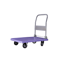Carrito de compras plegable de plástico de alta resistencia, carrito de mano con plataforma de almacén, para supermercado