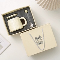 Mug à café en céramique pour Americano, mug artisanal pour céréales avec couvercle et cuillère, vaisselle en porcelaine pour restaurant, cadeau pour femmes et hommes
