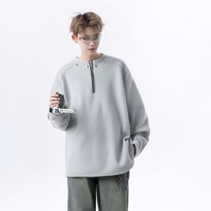 <span class=keywords><strong>Sweat</strong></span>-shirt décontracté surdimensionné personnalisé pour hommes et femmes avec fermeture éclair - Product Image 5