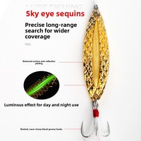 TRY&V OEM Leurre de pêche Luya, cuillère en acier inoxydable lumineuse à paillettes effet écaille de poisson et sangsue, pour pêche au vif, simulation de poisson vif, pour eau douce et achigan