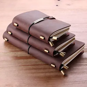 Travel Journal Notebook 2025 Wholesale High Quality Vintage Handmade Real Leather Opp Bag Leather Book A5 Leather Diary Lined