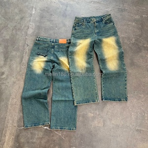 Pantalon en jean vintage en coton coupe droite de haute qualité, noir délavé, coupe ample et épaisse pour homme, fabriqué sur mesure à Dongguan - Product Image 1