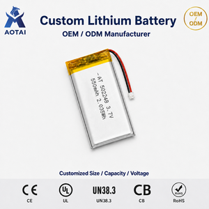 Batterie au lithium polymère OEM ODM personnalisée 502248, 3,7 V, 550 mAh, cellule rechargeable, connecteur JST, montre connectée, tracker de fitness - Product Image 1