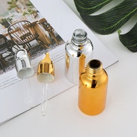Botol Tetes Kosmetik Silinder Emas Berlapis Elektro 50mL untuk Serum Perawatan Kulit & Minyak Esensial Botol Kaca Kustom