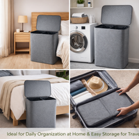 Panier à linge rectangulaire en tissu pliable, écologique et moderne, avec couvercle et sacs amovibles pour le rangement dans la salle de bain, vêtements, chaussures, outils