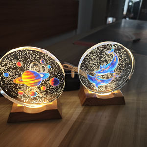 Lampada Notturna Personalizzata con Stampa 3D a Colori, Sfera di Cristallo del Sistema Solare Luminosa, Decorazione LED <span class=keywords><strong>da</strong></span> Comodino, Regalo - Product Image 1