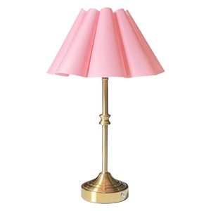 <b>Rechargeable</b> Cordless Luxury Pleated Fabric LED Table Lamp with Vintage Gold Metal Base for Restaurant Use <b>Night</b> <b>Light</b> - Product Image 4