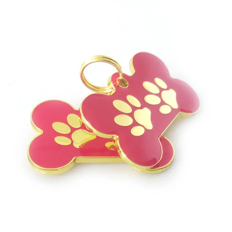 Prix direct d'usine étiquettes de chien de compagnie empreintes de pattes d'or chat chiot colliers anti-perte étiquette pour chien chat plaque signalétique accessoires pour animaux de compagnie