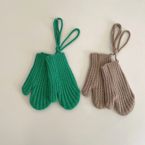 F-2213 Offre Spéciale pas cher mitaines de couleur unie pour enfants personnalisé tricoté laine gant chaud hiver mitaines tricotées pour enfants - Product Image 4