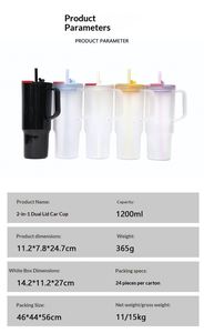Vaso de agua de plástico reutilizable de 40 oz, taza esmerilada con asa y pajita, taza portátil para coche, para deportes al aire libre, viajes, bebidas a granel - Product Image 5
