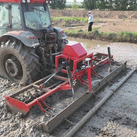 Niveleur de rizières 3-en-1 avec fonction de pressage de l'herbe et de nivellement du sol, niveleur de terrain tracté par tracteur