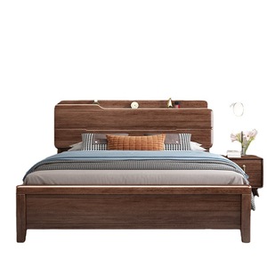 Nordic Walnut Solid Wood Bed 1.8m <b>Storage</b> Box Double Bed Master Bedroom Wedding Bed - Product Image 5