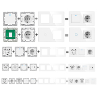 Interruptor táctil de panel de vidrio templado con control WiFi, USB, Cat6, 10A, 250V, para ordenador y TV, tipo enchufe alemán, para montaje DIY