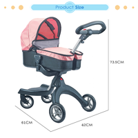 Nouveautés Dollri Starri : Poussette de luxe 2 en 1 pour poupées avec nacelle et poignée réglable pour poupées filles et garçons