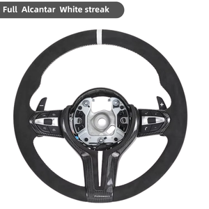 Volante Deportivo con Marco de Fibra de Carbono y Detalles en Alcántara Blanco para <span class=keywords><strong>BMW</strong></span> M3 <span class=keywords><strong>M5</strong></span> M6 F10 F15 F20 F30 F31 F32 F36 E70 E90, <span class=keywords><strong>Precio</strong></span> de Fábrica - Product Image 1