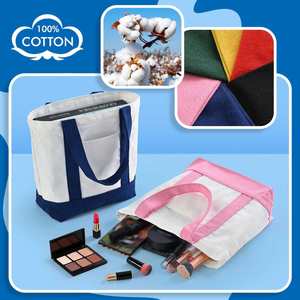 Sac fourre-tout en toile de coton coloré personnalisé avec logo, réutilisable, pour le quotidien et les voyages, grand format avec poche - Product Image 4