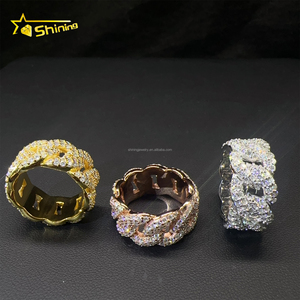 Rinfuse moda due file <span class=keywords><strong>pietra</strong></span> Hip Hop fuoco gioielli <span class=keywords><strong>uomo</strong></span> S925 <span class=keywords><strong>argento</strong></span> ghiacciato fuori VVS Moissanite diamante Miami Cuban Band - Product Image 5